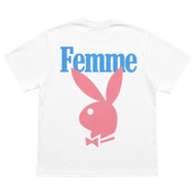 Homme Femme Playboy Tee White/Blue/Pink
