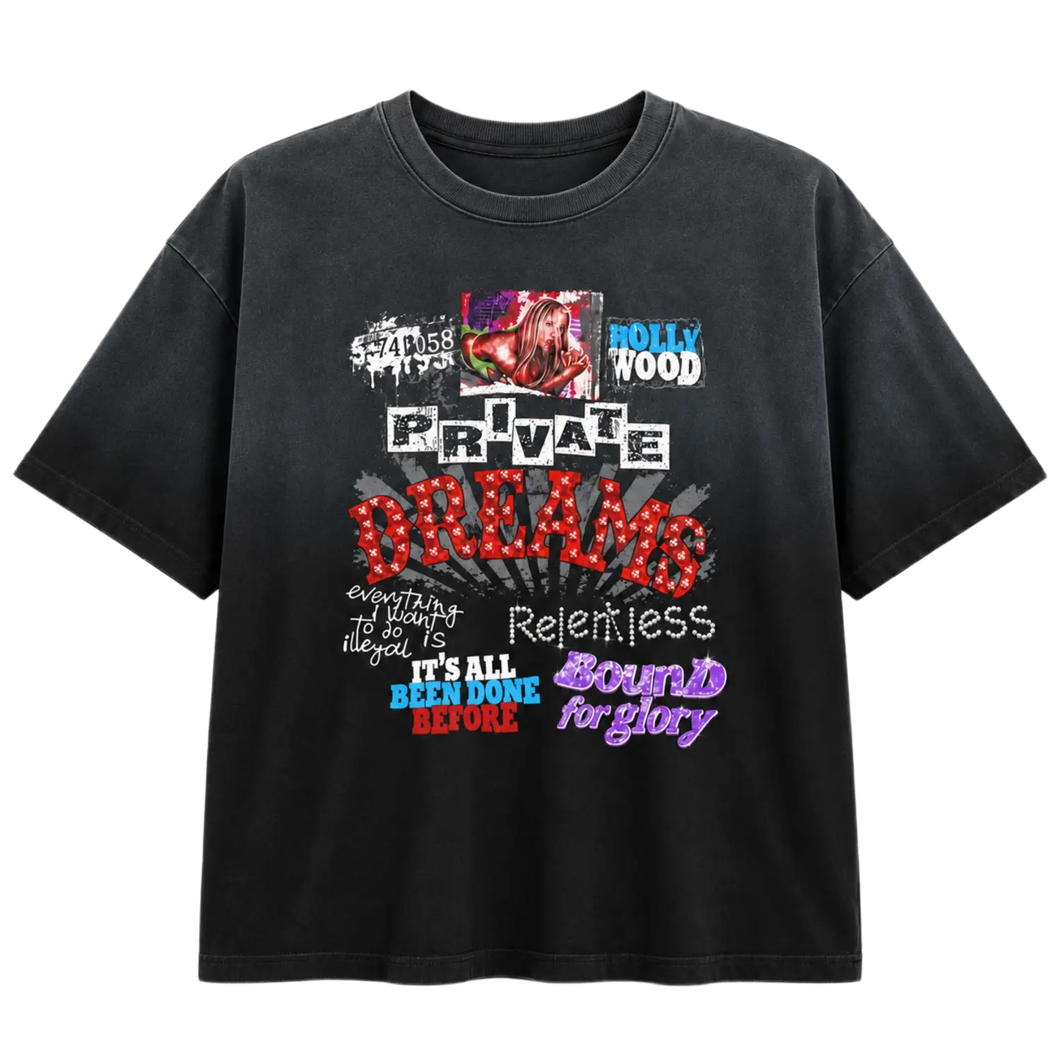 Private Dream Thrashed Vintage Tee Black