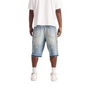 Embellish Crystal Web Jorts Blue