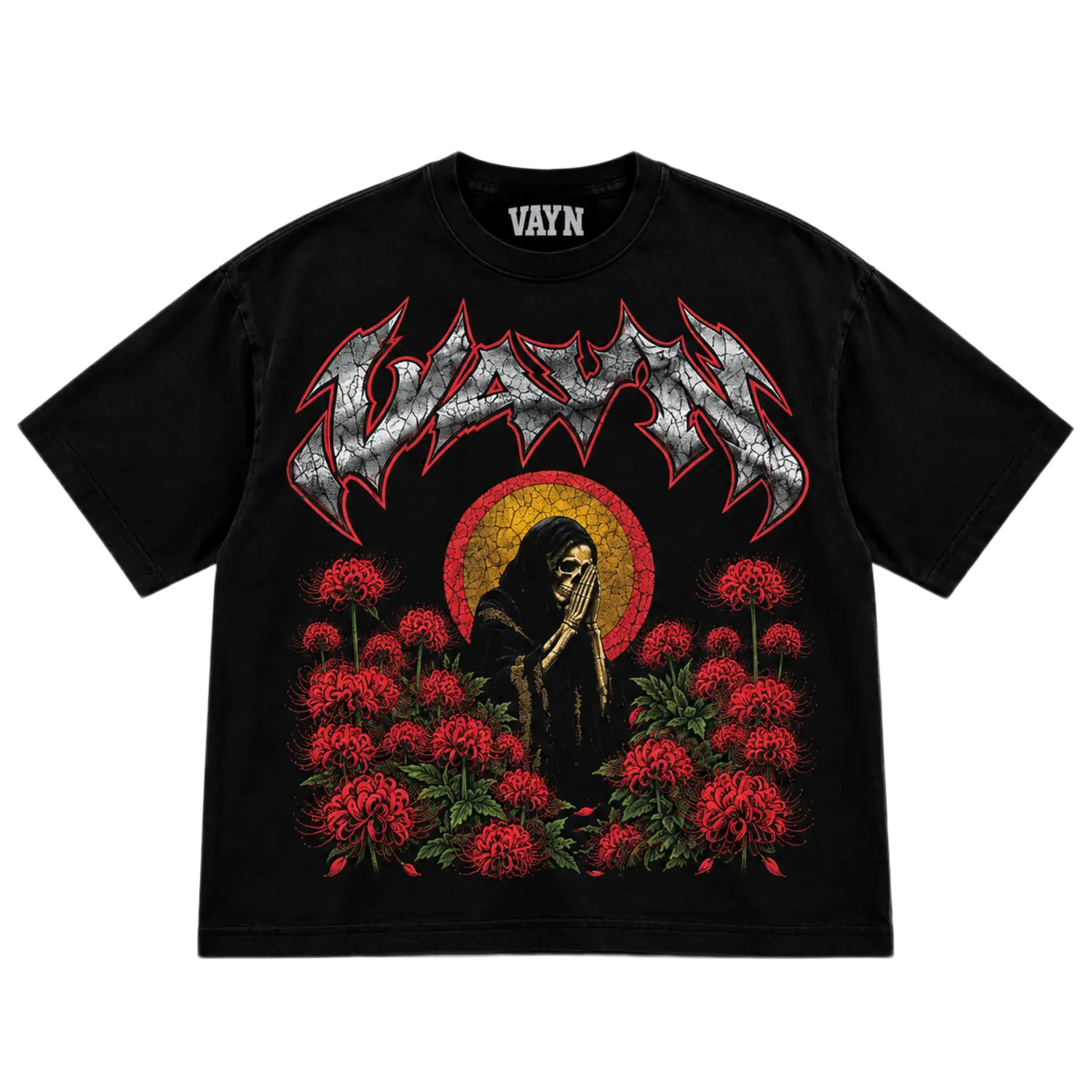 VAYN Eternal Prayer Drop Crop Tee Black
