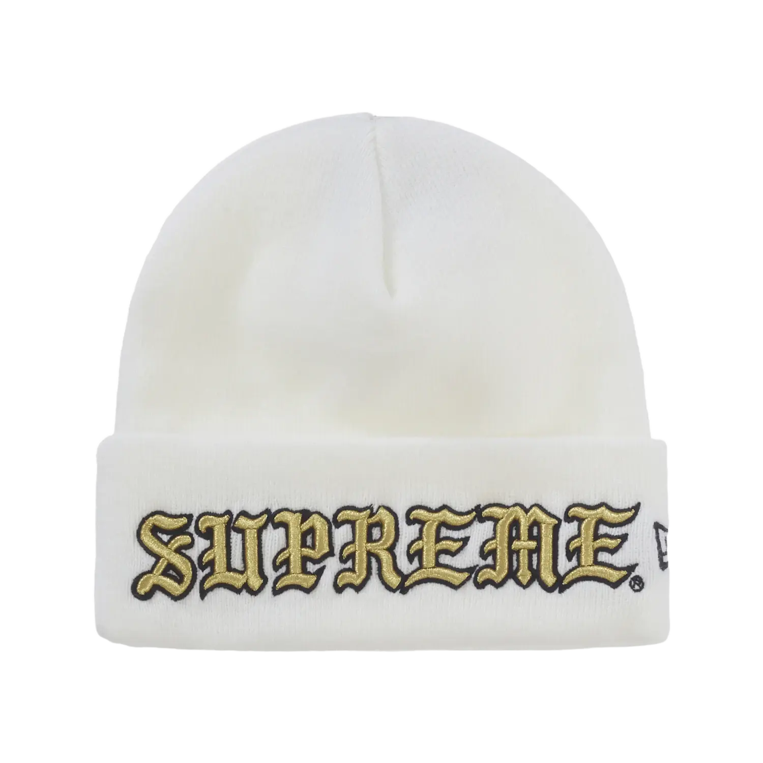 Supreme New Era Old English Beanie White
