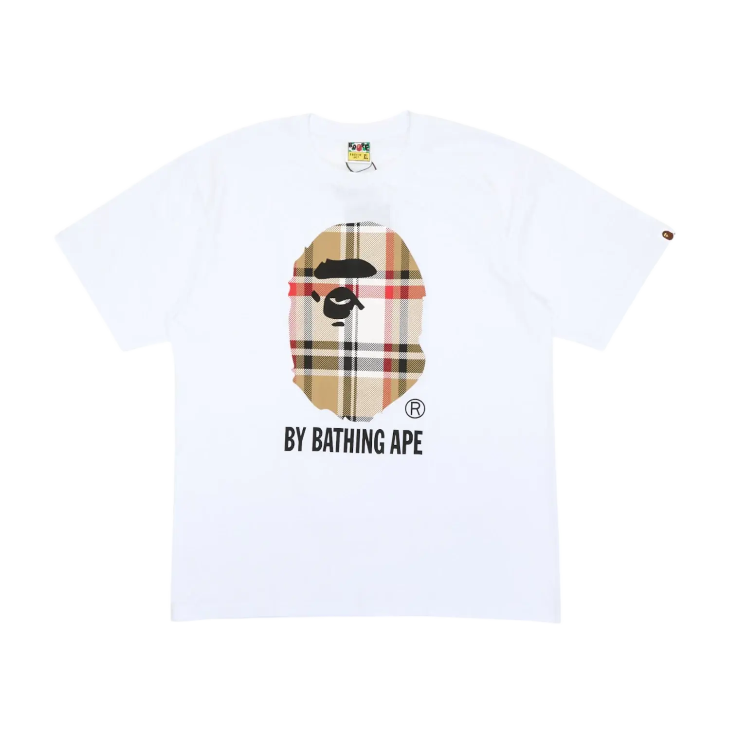 BAPE A Bathing Ape Check by Bathing Tee White/Beige
