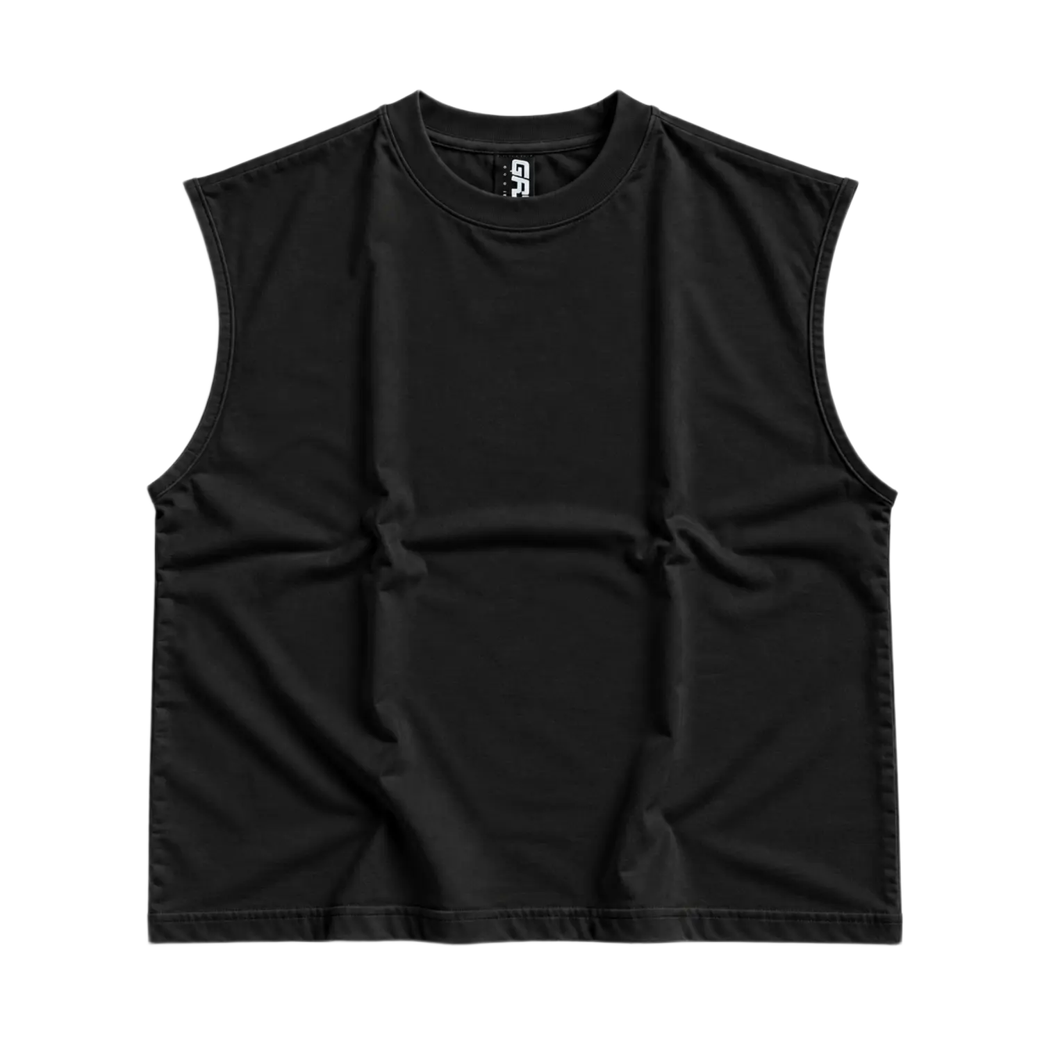 GRID Cut-Off Tee Black