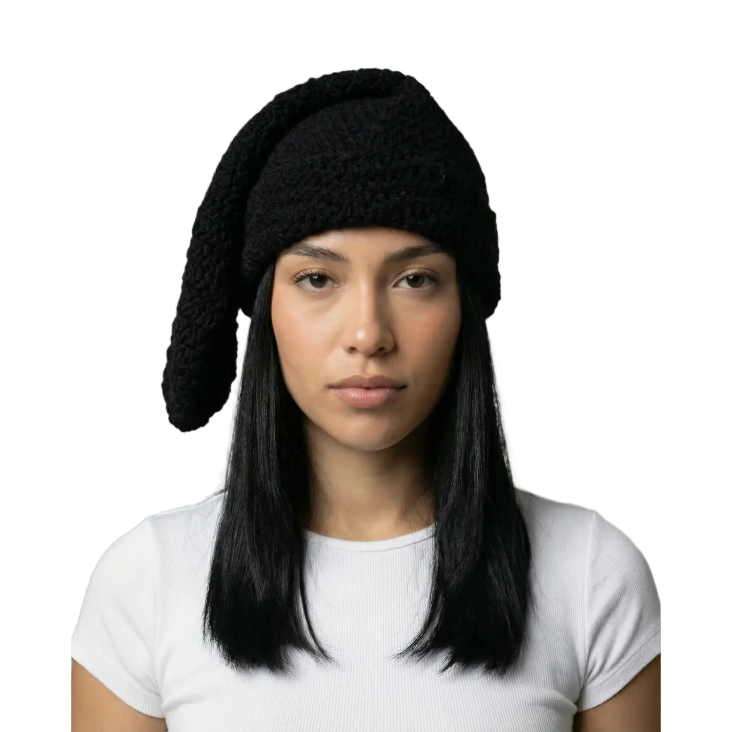 Arkyve Shadow Moss Crochet Sock Hat Black