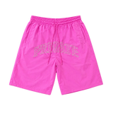 Rhinestone 3QTR Oversized Nylon Short Pastel Pink