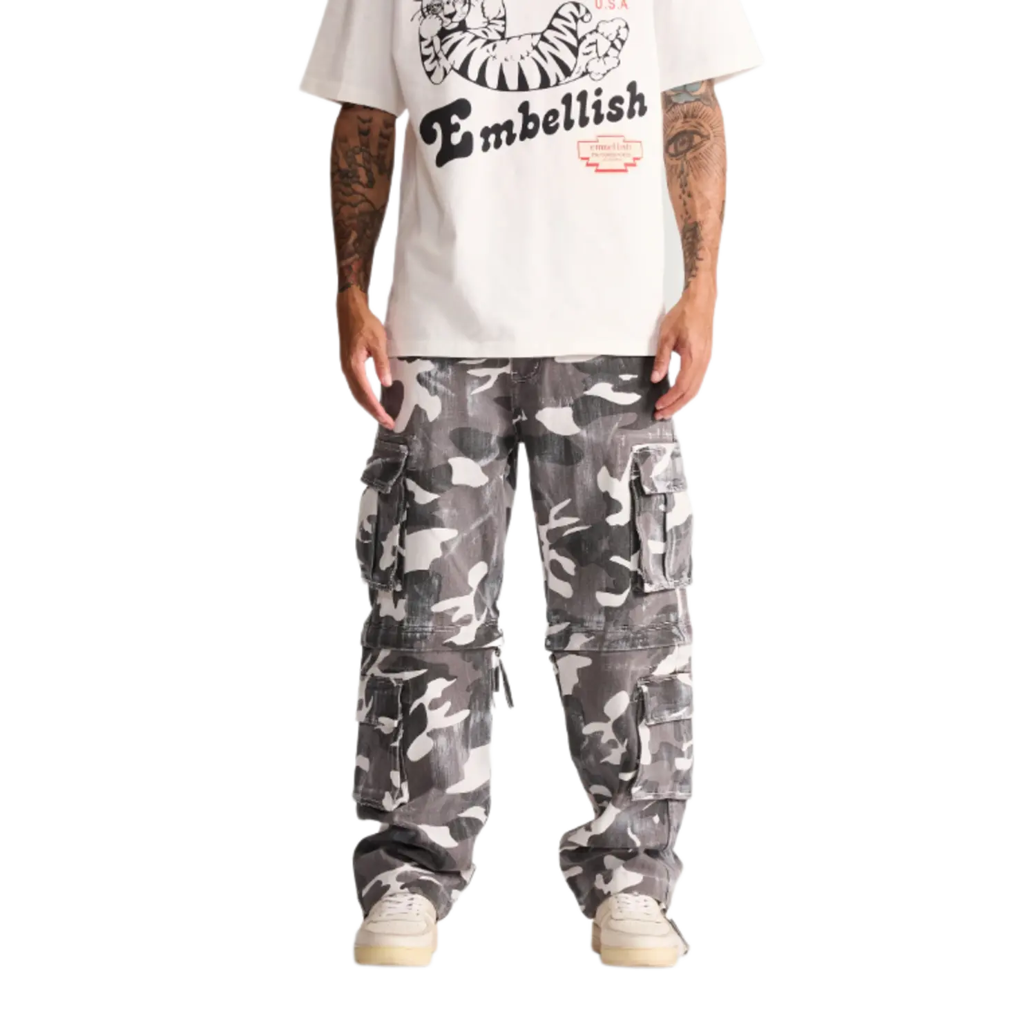Embellish Standard Baggy Cargo Snow Camo