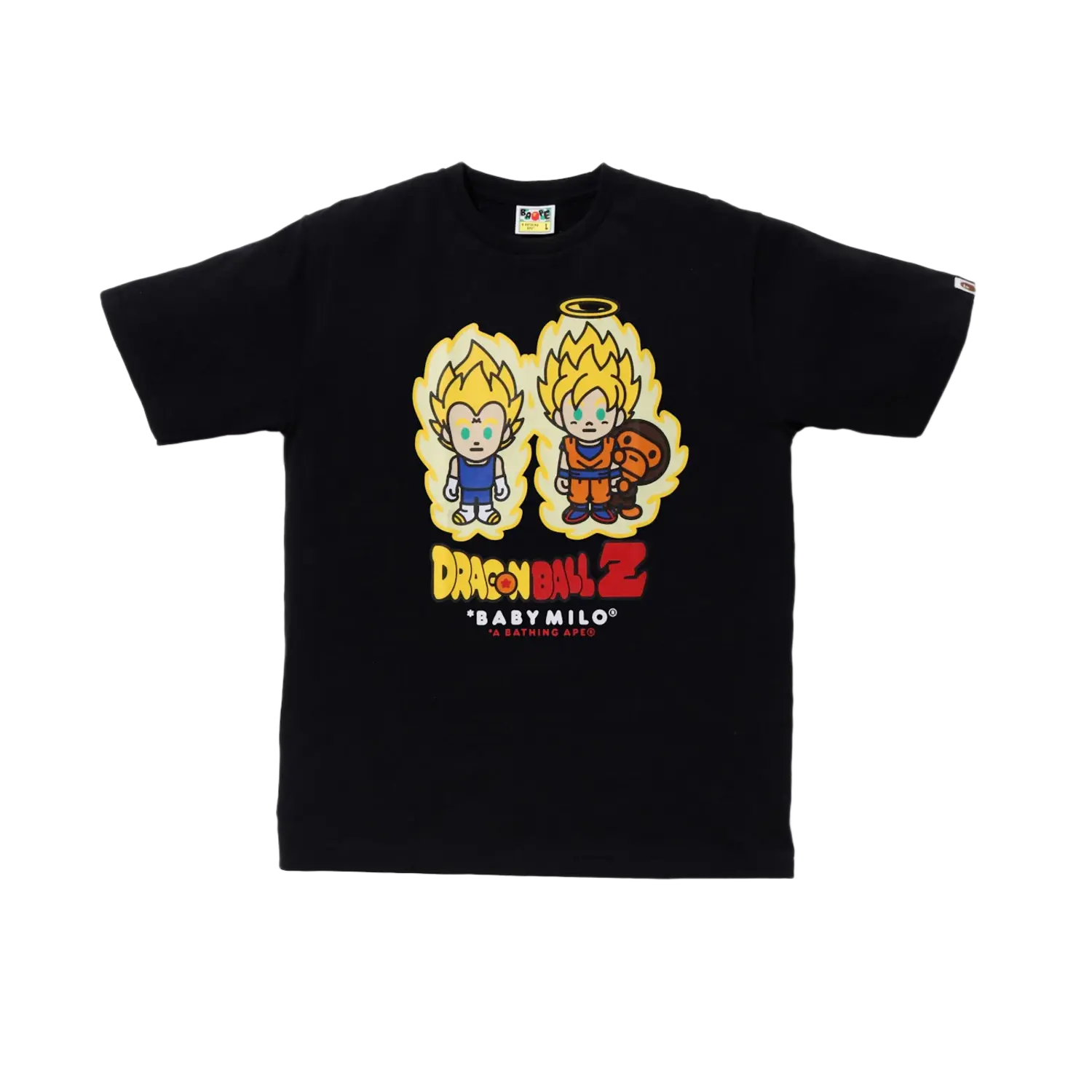 BAPE x Dragon Ball Z Super Saiyan Vegeta & Son Goku Baby Milo Tee Black