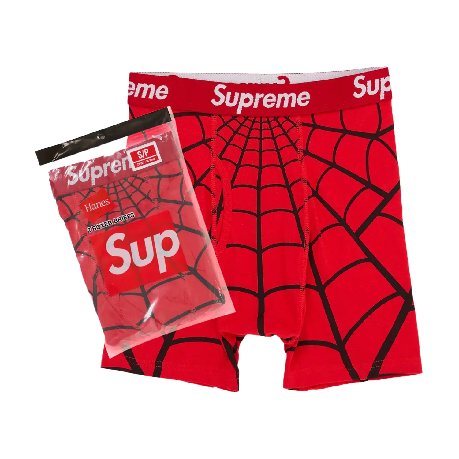 Supreme Hanes Spider-Man Boxer Briefs (2 Pack) Red