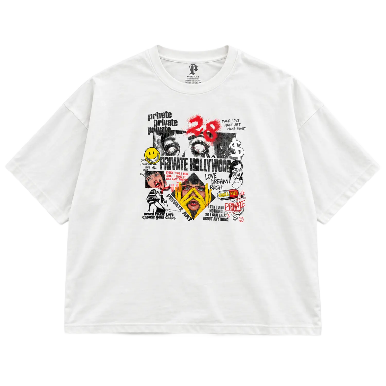 Private Love, Art & Chaos Thrashed Vintage Tee White