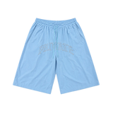 Rhinestone 3QTR Oversized Nylon Short Pastel Blue