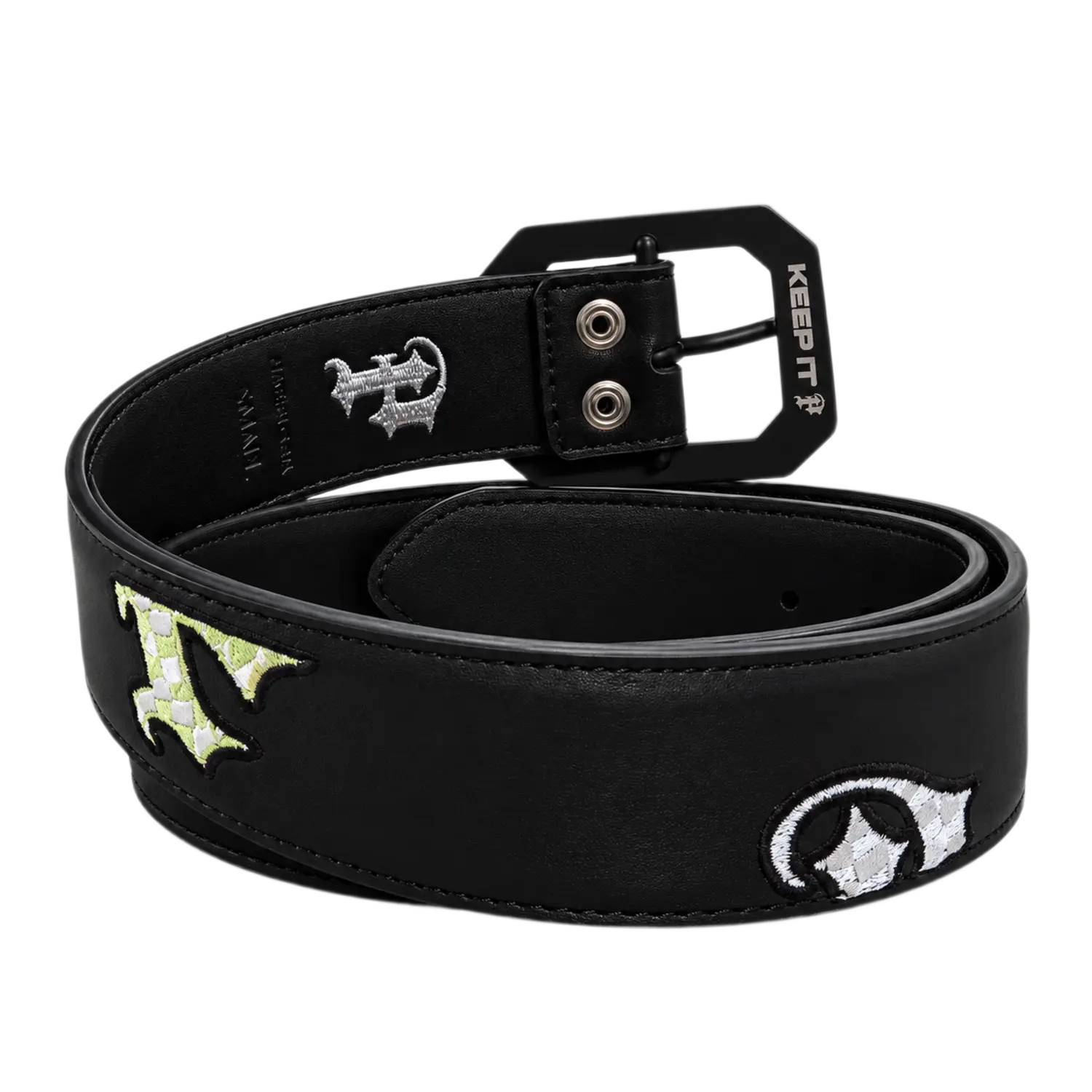 Private KEEP IT P Embroidered Leather Belt