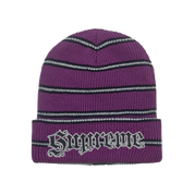 Supreme Metallic Stripe Beanie Purple
