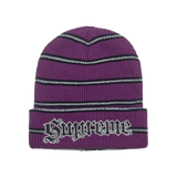 Supreme Metallic Stripe Beanie Purple