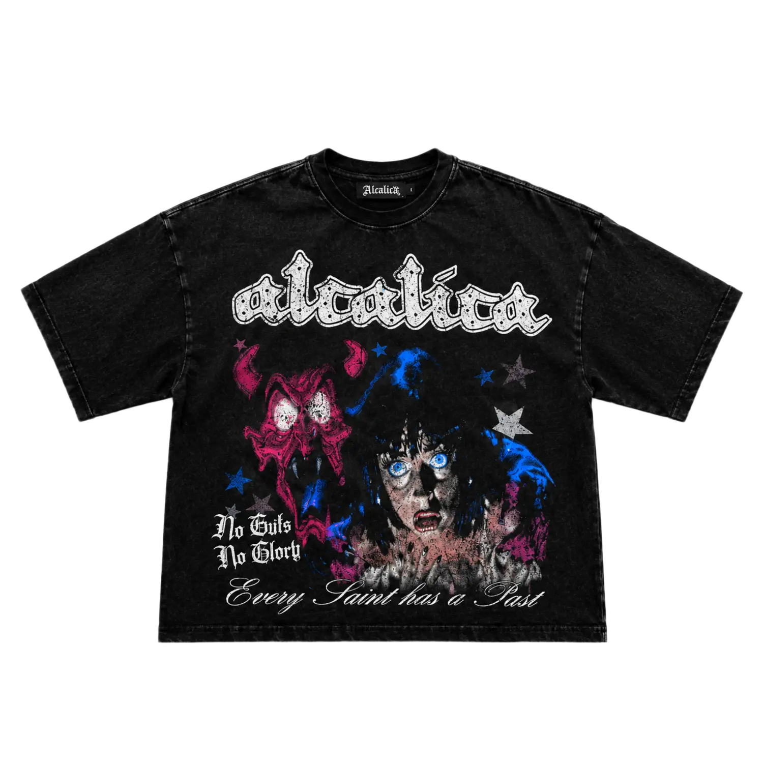 Alcalica Saints & Sinners Drop Crop Tee Black