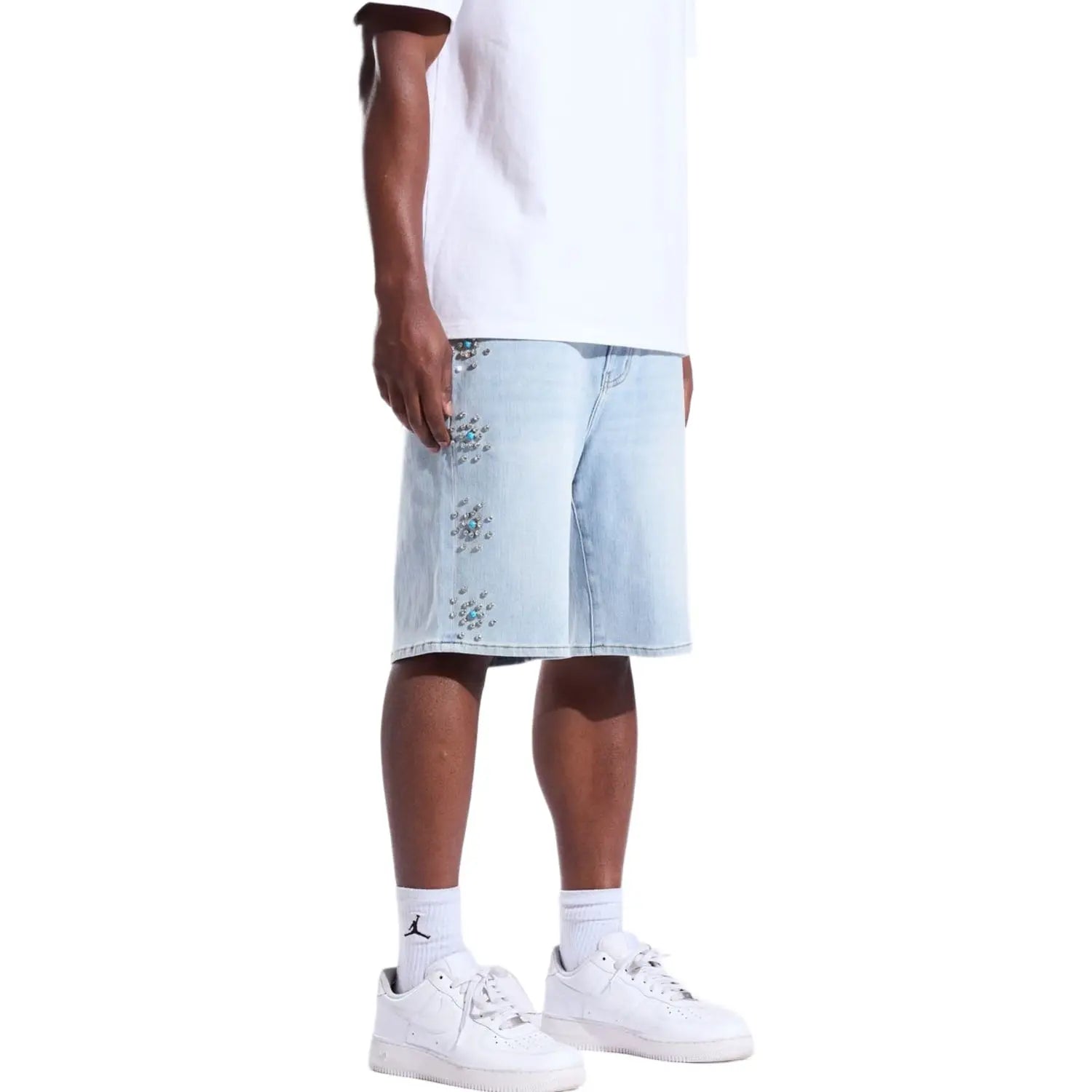 Crysp Denim Diamond Short Blue