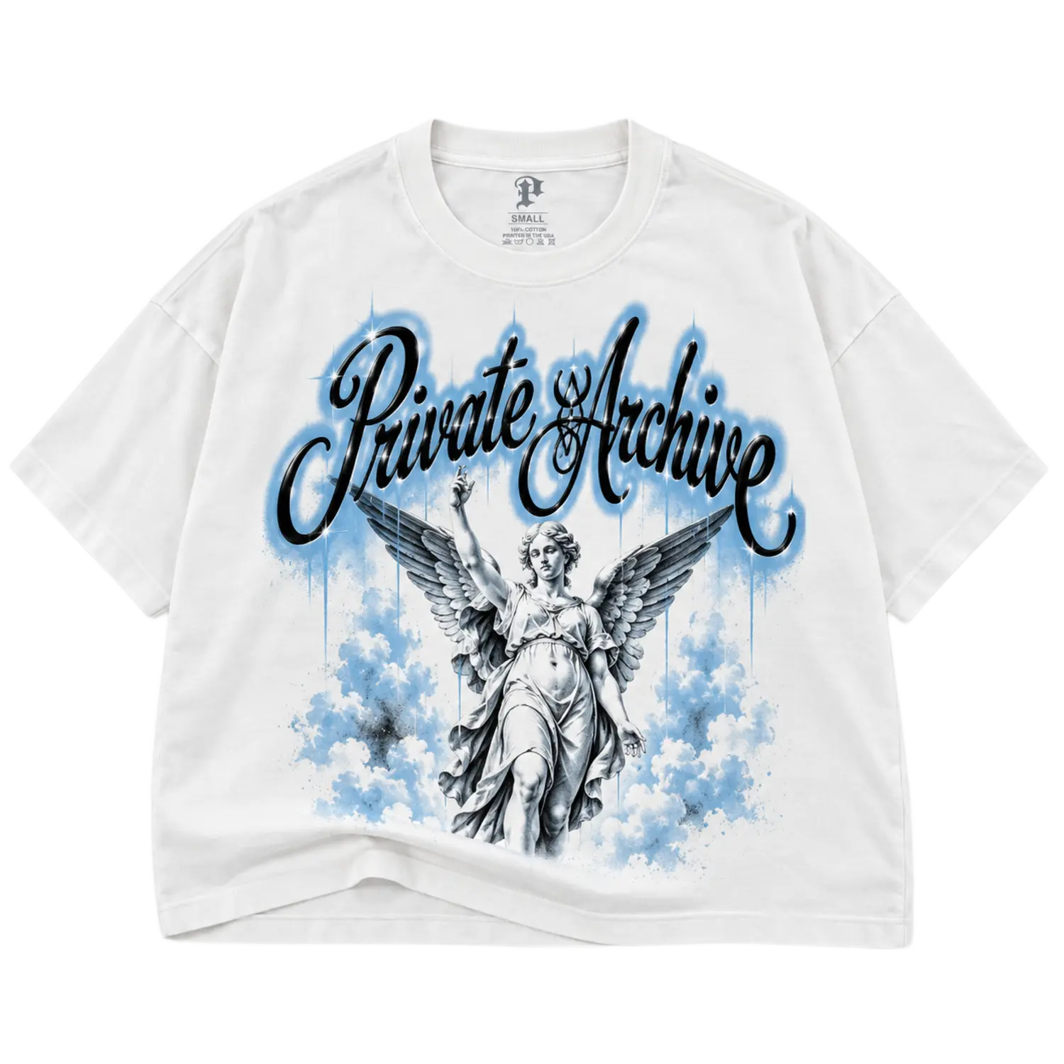 Private Archives Divine Intervention Drop Crop Tee White