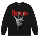 Homme Femme Twisted Fingers Long Sleeve Tee Black/Red