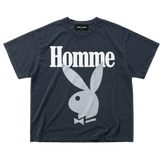 Homme Femme Playboy Distressed Tee Navy/White/Grey