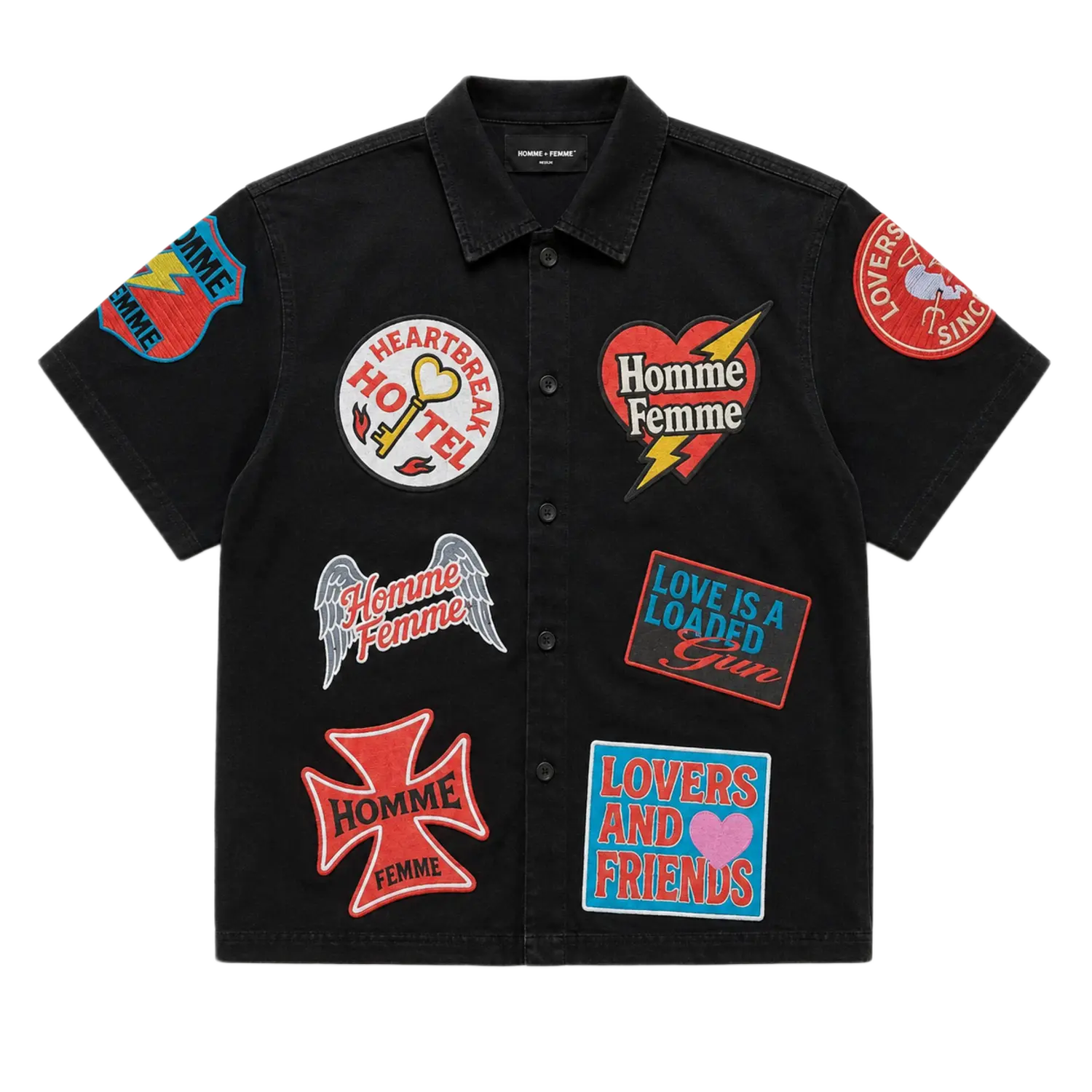 Homme Femme Heartbreak Button Down Black