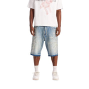Embellish Crystal Web Jorts Blue