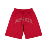 Rhinestone 3QTR Oversized Nylon Short Red