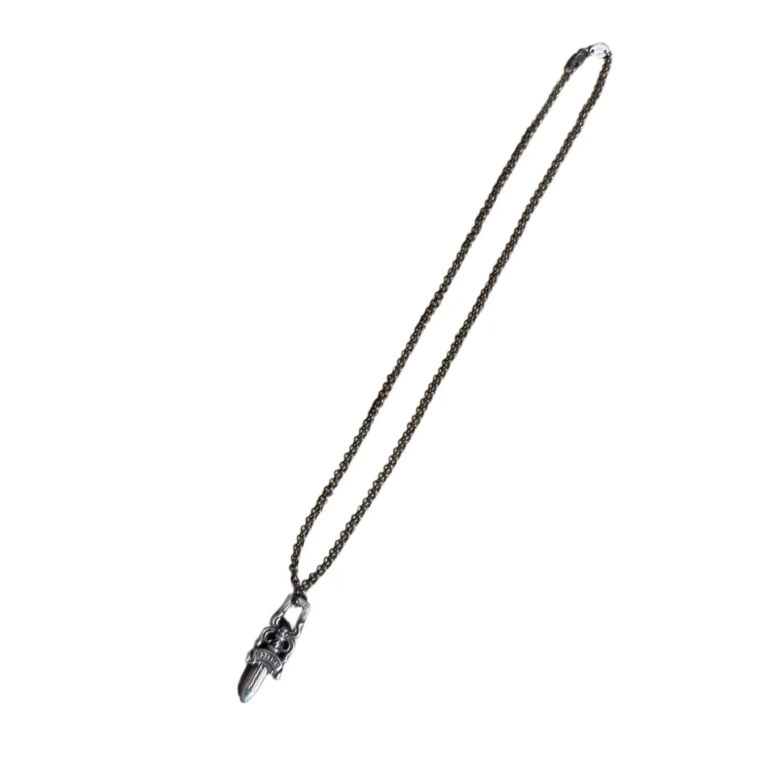 Chrome Hearts Silver Roll Chain Dagger Necklace