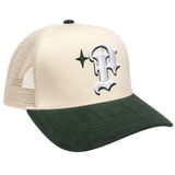 Keep It P Trucker Cream/Green Suede