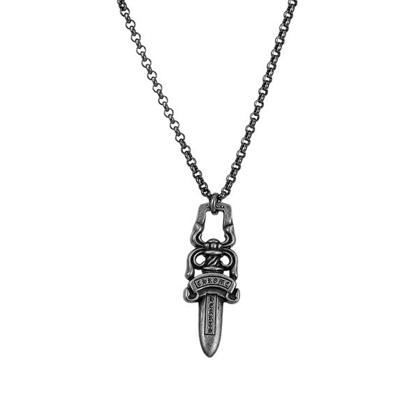 Chrome Hearts Silver Roll Chain Dagger Necklace