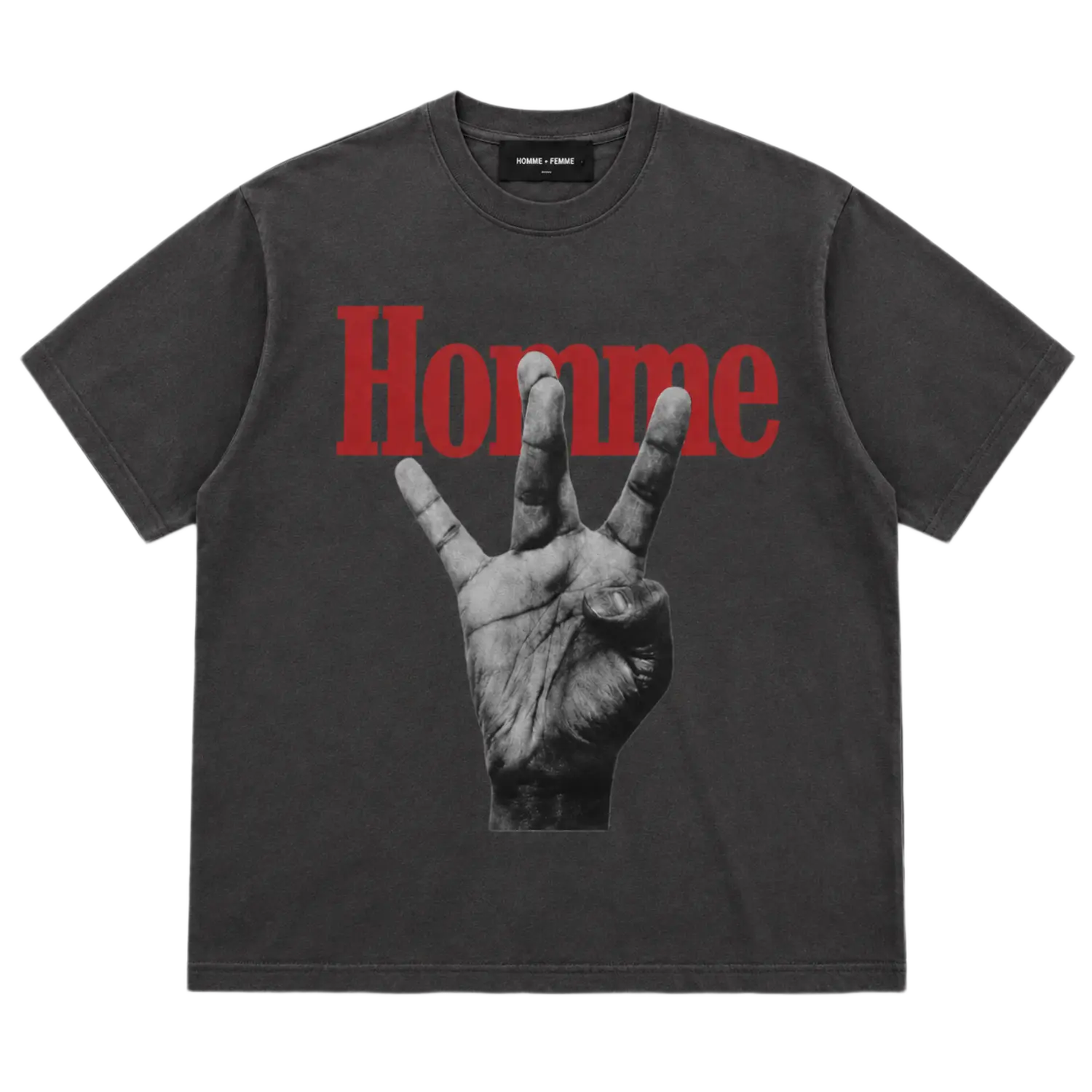 Homme Femme Twisted Fingers Tee Grey/Red