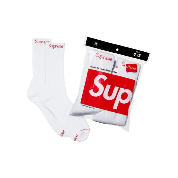 Supreme Hanes Crew Socks White (SINGLE PAIR)