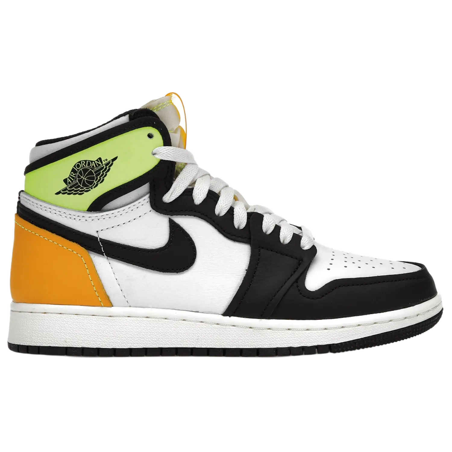 Jordan 1 Retro High White Black Volt University Gold (GS)