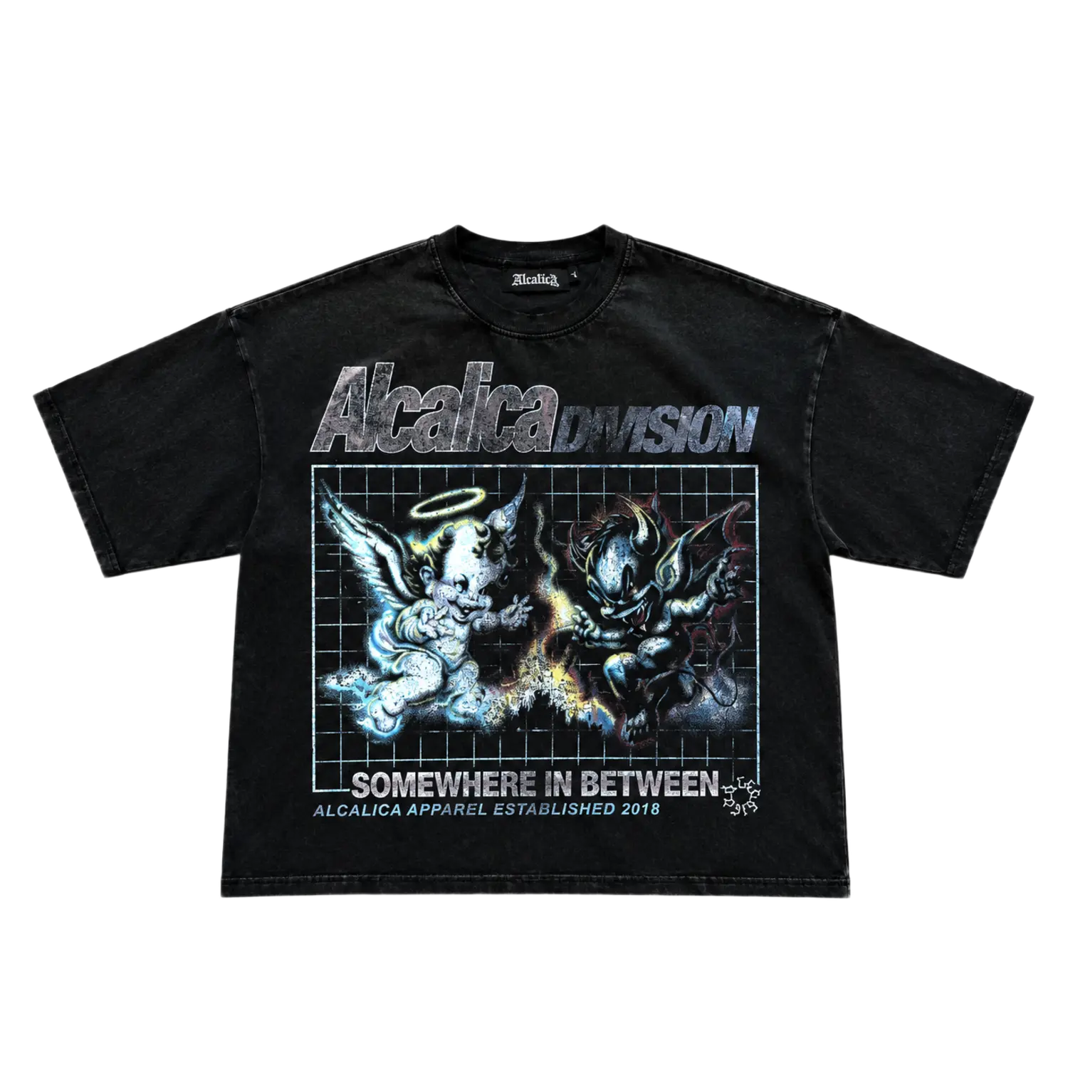 Alcalica Between Worlds Drop Crop Tee Black