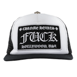 Chrome Hearts FUCK Hollywood Trucker Hat Black/White