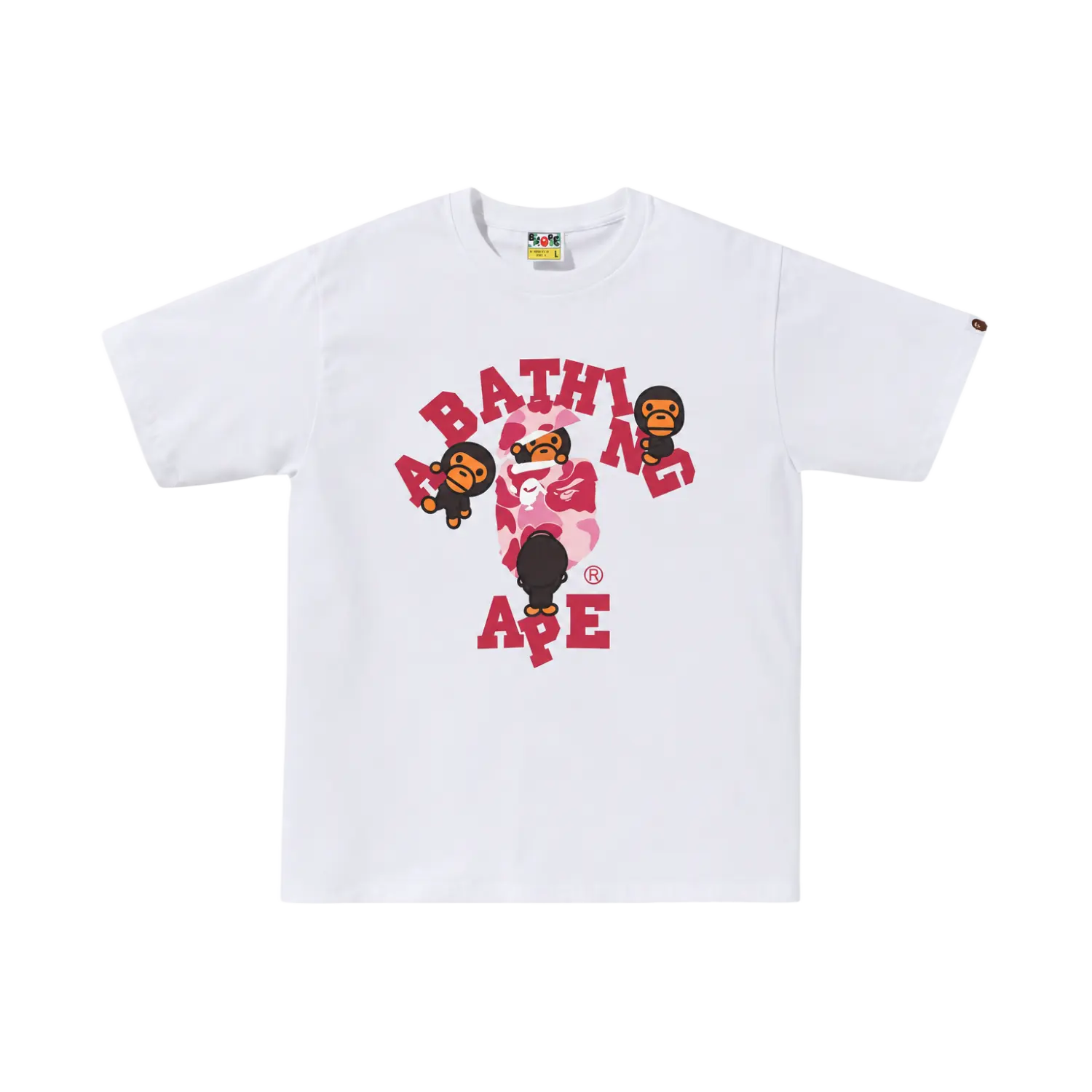 BAPE Map Camo College Milo Tee White/Pink