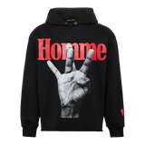 Homme Femme Twisted Fingers Hoodie Black/Red