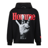 Homme Femme Twisted Fingers Hoodie Black/Red