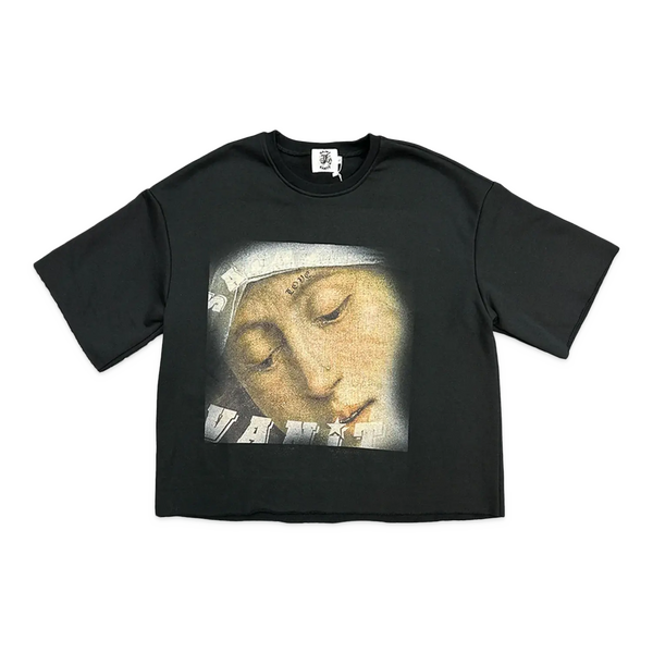 Saint Vanity Jesus Cropped Crewneck Black