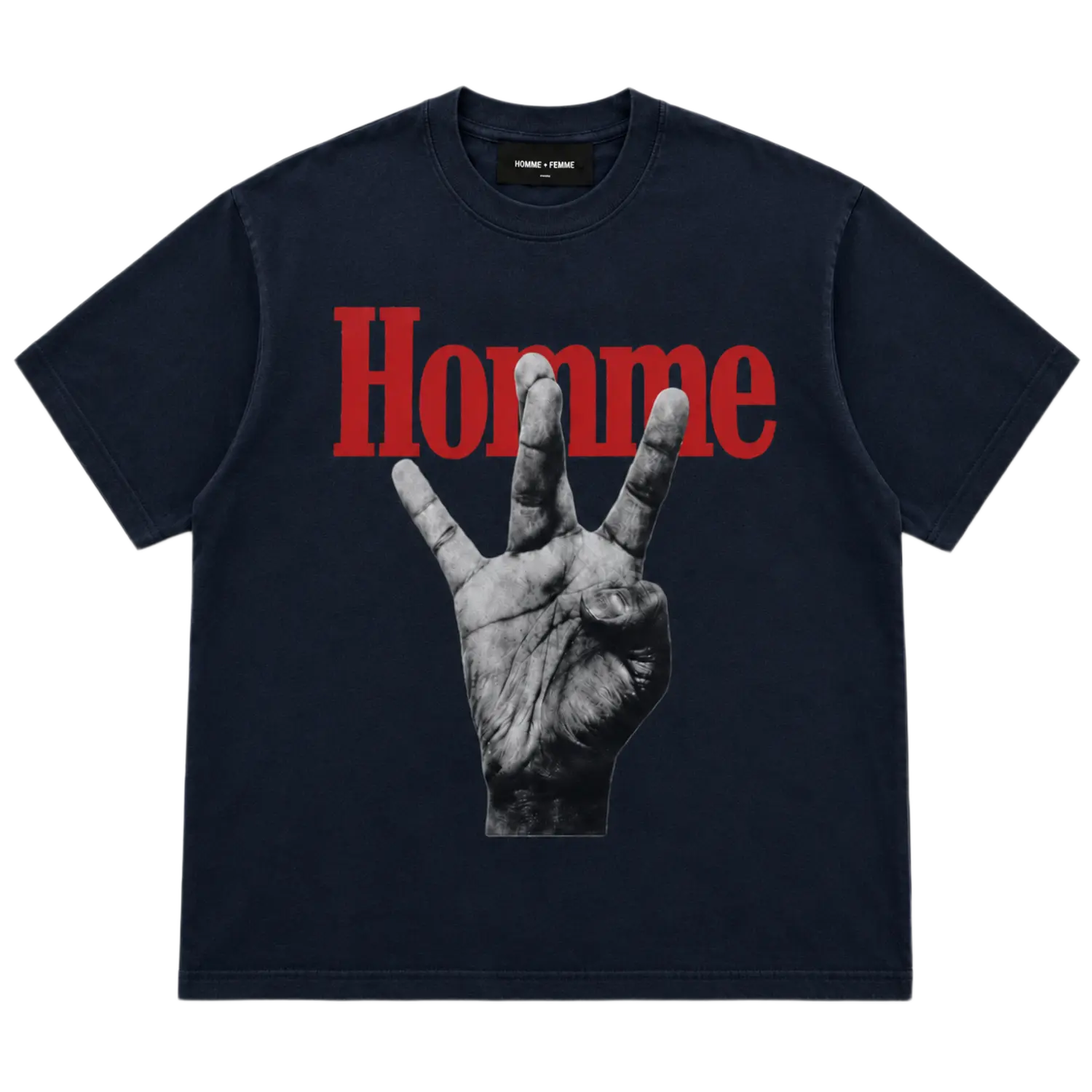 Homme Femme Twisted Fingers Tee Navy/Red
