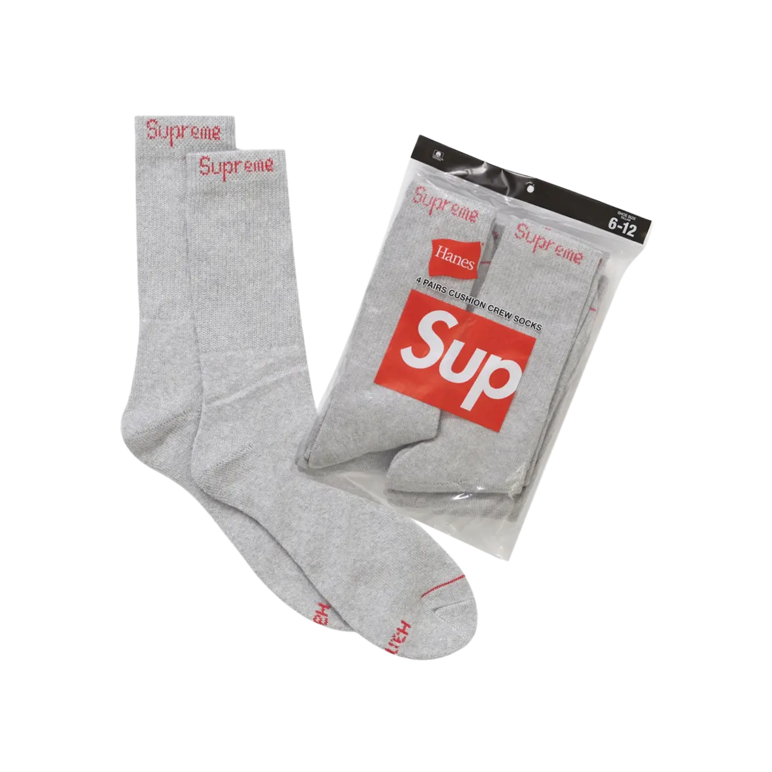 Supreme Hanes Crew Socks (SINGLE PAIR ) Heather Grey