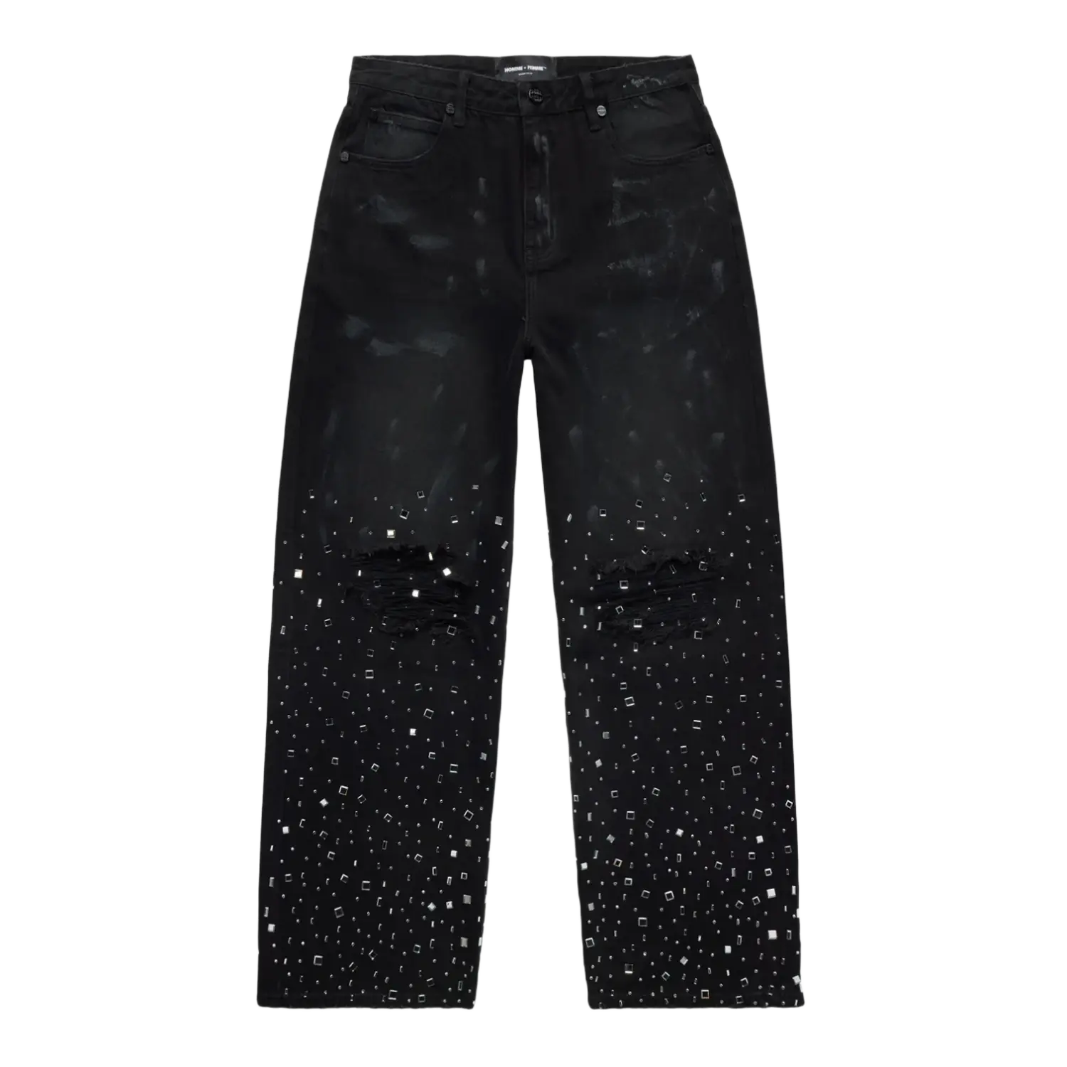 Homme Femme Crushed Ice Denim Black