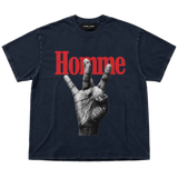 Homme Femme Twisted Fingers Distressed Tee Navy/Red