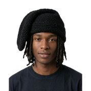 Arkyve Shadow Moss Crochet Sock Hat Black