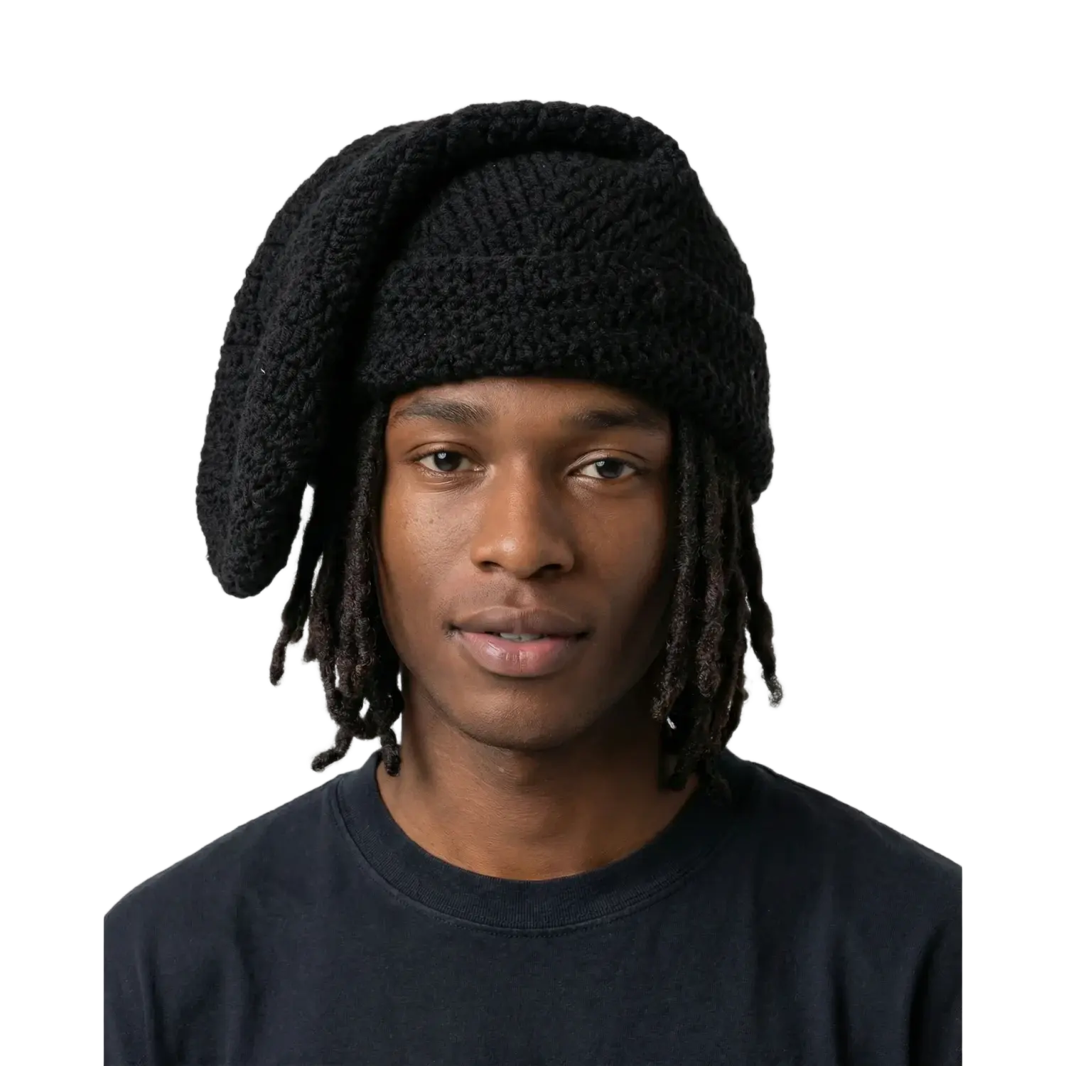 Arkyve Shadow Moss Crochet Sock Hat Black