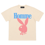 Homme Femme Playboy Tee Cream/Blue/Pink