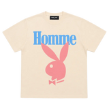 Homme Femme Playboy Tee Cream/Blue/Pink