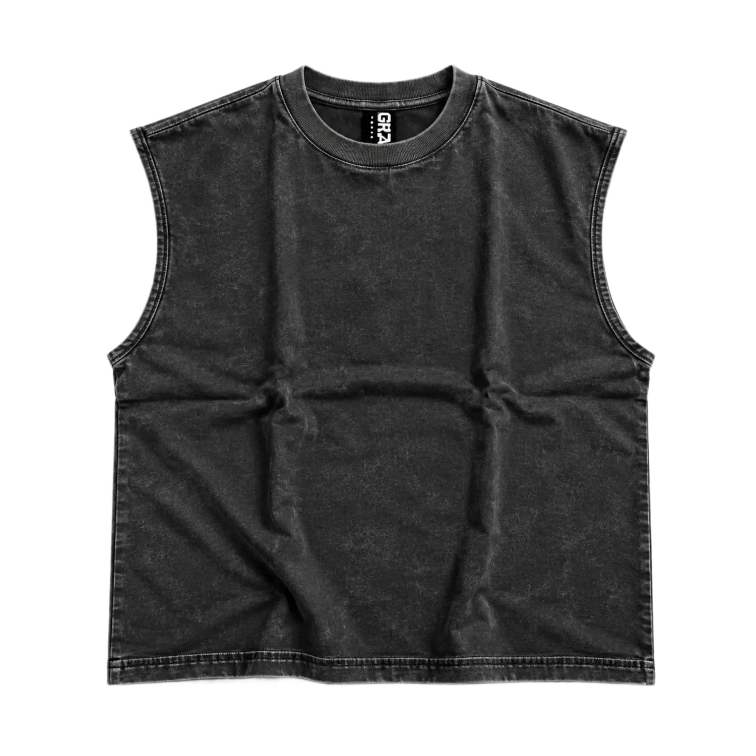 GRID Cut-Off Tee Vintage Black