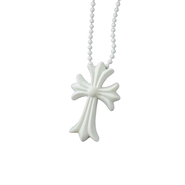 Chrome Hearts Silichrome Cross White Necklace