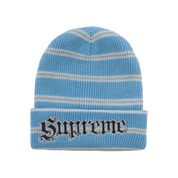 Supreme Metallic Stripe Beanie Light Blue