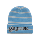 Supreme Metallic Stripe Beanie Light Blue