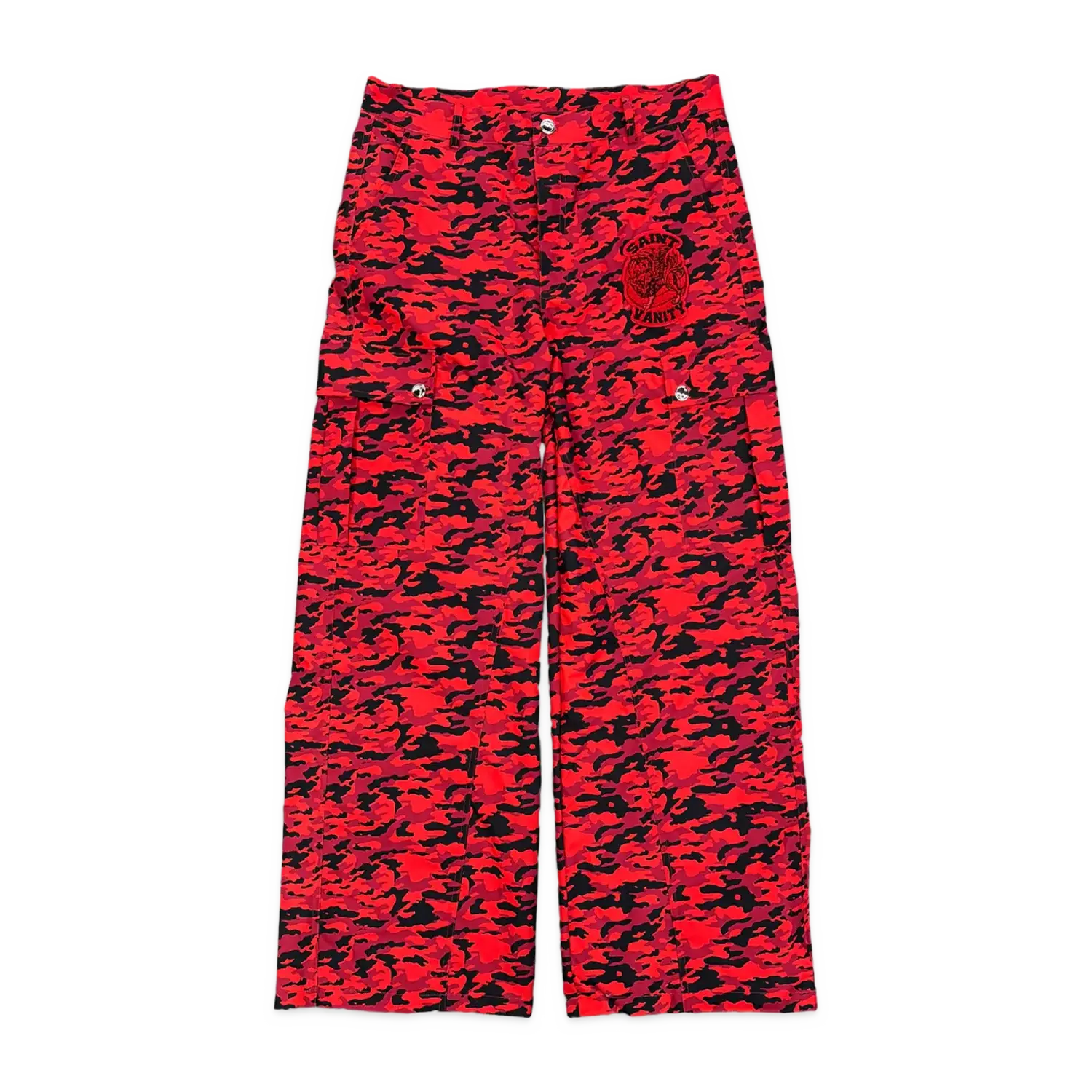Saint Vanity Nylon Cargo Pants Red Tiger Camo